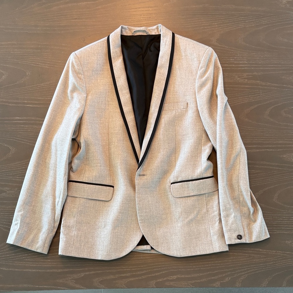 Topman Cream Blazer with Black Accents